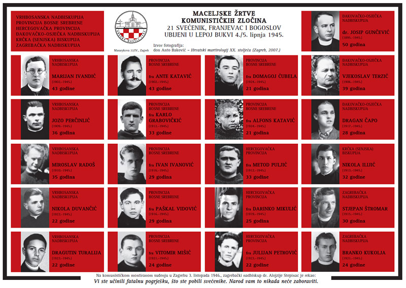 STJEPAN HRŠAK, COMANDANTE DEL DEPARTAMENTO PARA LA PROTECCIÓN DEL PUEBLO EN KRAPINA, ORDENÁNDOLES “ARRODÍLLATE” LES DISPARÓ EN LA NUCA A VEINTIÚN SACERDOTES Y RELIGIOSOS (de premio recibió de los comunistas una mansión en Tuškanac)