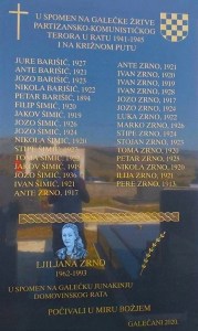 U SELU GALEČIĆ 31 ŽRTVA PARTIZANSKOG TERORA (Najmlađa žrtva imala 8 godina, prosjek žrtava od 17 do 24 godine)